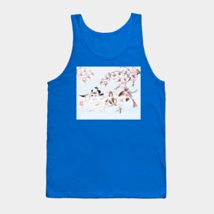 Koi carp with watercolour sakura sumi-e with a hint of blue Tank Top